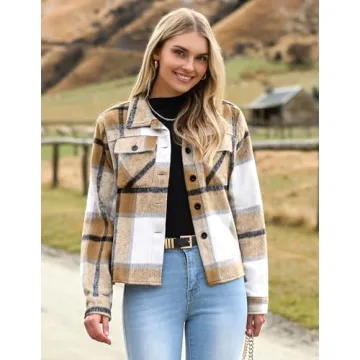 HOTOUCH Women's Plaid Flannel Shacket Winter Fall Jacket
