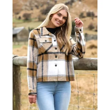 HOTOUCH Women's Plaid Flannel Shacket Winter Fall Jacket