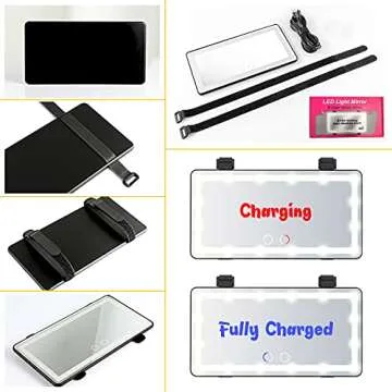 Deer Lady Car Visor Vanity Mirror, USB Rechargeable, 3 Light Modes, Built-in Lithium Battery