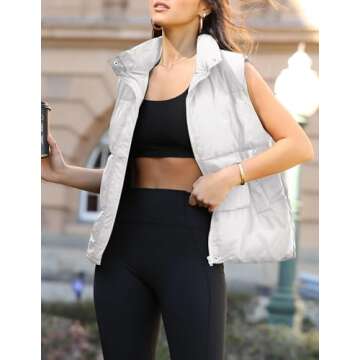 Zeagoo Women Puffer Vest Lightweight Stand Collar Sleeveless Winter Warm Zip Up Padded Outerwear Jac...