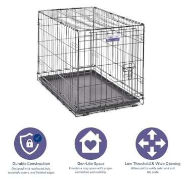 MidWest Homes for Pets Newly Enhanced Single Door iCrate Dog Crate, Includes Leak-Proof Pan, Floor Protecting Feet , Divider Pane l & New Patented Features
