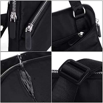 UTO Small Crossbody Bags for Women Water-Repellent Fashion Nylon Shoulder Purse 3 Zipper Pockets