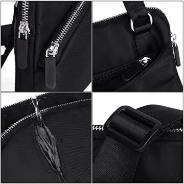 UTO Small Crossbody Bags for Women Water-Repellent Fashion Nylon Shoulder Purse 3 Zipper Pockets