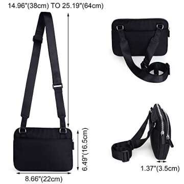 UTO Small Crossbody Bags for Women Water-Repellent Fashion Nylon Shoulder Purse 3 Zipper Pockets