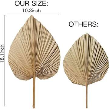 Sggvecsy Dried Palm Leaves 4 Pieces 18.1’’ Natural Dried Palm Spears Large Dried Palm Fans Dried Flower Bouquet for Boho Wedding Home Party Kitchen Vase Farmhouse Table Arrangements Anniversary Decor