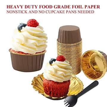 LNYZQUS Foil Cupcake Liners with Dome Lids 100-Pack
