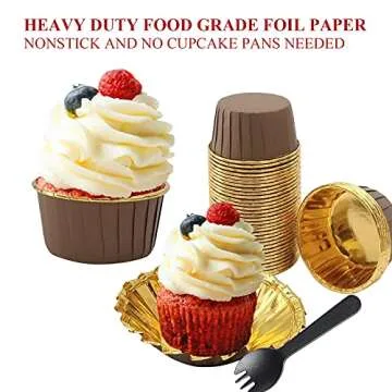LNYZQUS Foil Cupcake Liners with Dome Lids 100-Pack