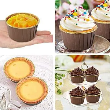 LNYZQUS Foil Cupcake Liners with Dome Lids 100-Pack