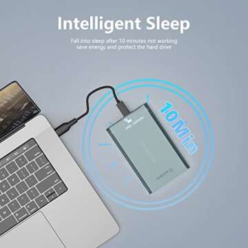 WAVLINK 2.5" Hard Drive Enclosure, USB C 3.1 Gen 2 to SATA External Hard Disk Case Clear for 9.5/7mm HDD SSD w/UASP 6Gbps 4TB Tool Free for WD Seagate Toshiba Samsung Hitachi PS4 Xbox Router