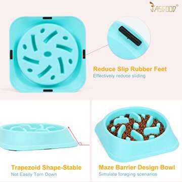 JASGOOD Dog Feeder Slow Eating Pet Bowl Eco-Friendly Non-Toxic Preventing Choking Healthy Design Bow...