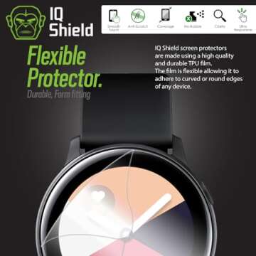 IQShield Screen Protector Compatible with Samsung Galaxy Watch Active (Galaxy Watch Active2 40mm) (6-Pack) Anti-Bubble Clear TPU Film