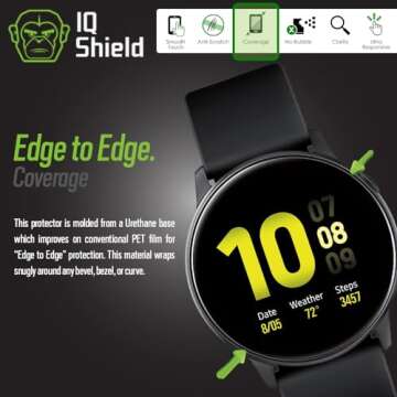 IQShield Screen Protector Compatible with Samsung Galaxy Watch Active (Galaxy Watch Active2 40mm) (6-Pack) Anti-Bubble Clear TPU Film