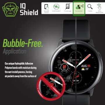 IQShield Screen Protector Compatible with Samsung Galaxy Watch Active (Galaxy Watch Active2 40mm) (6-Pack) Anti-Bubble Clear TPU Film