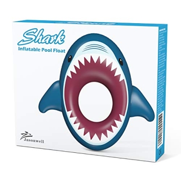 Jasonwell Inflatable Shark Pool Float Shark Floaties Water Fun Summer Beach Swimming Pool Tube Inflatables Ride on Pool Party Raft Lounge Toys for Kids & Adults
