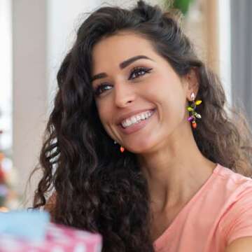 TOVABA Dainty Christmas Light Earrings, Sparkly Colorful Christmas Bulb Earrings Simple Xmas Crystal Dangle Earrings Fashion Christmas Jewelry Hypoallergenic Christmas Earrings for Women