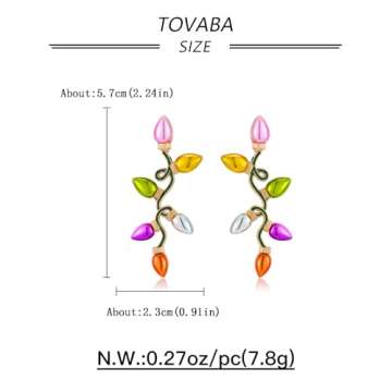 TOVABA Dainty Christmas Light Earrings, Sparkly Colorful Christmas Bulb Earrings Simple Xmas Crystal Dangle Earrings Fashion Christmas Jewelry Hypoallergenic Christmas Earrings for Women