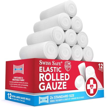 Swiss Safe Long Elastic Stretch Gauze Rolls 4" x 8 Yards