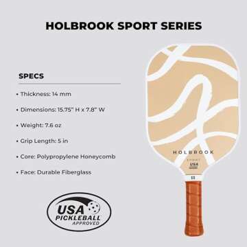 Holbrook Pickleball Paddle - Sport Series, USAPA Approved Pickleball Racket with Durable Fiberglass ...