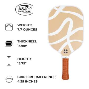 Holbrook Pickleball Paddle - Sport Series, USAPA Approved Pickleball Racket with Durable Fiberglass Surface, Honeycomb Core, Large Sweet Spot, & Stylish Design, Skill Levels (Dune)