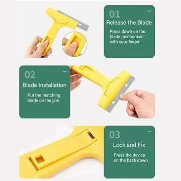 4-Inch Razor Blade Scraper Tool with 10 Replacement Metal Blades for Effortless Cleaning