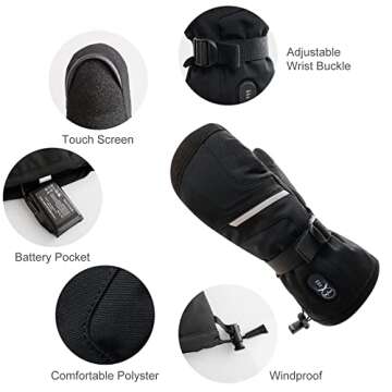 Heated Ski Mittens for Men Women - Stay Warm All Winter