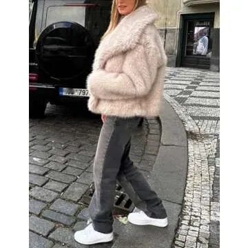 Arssm Womens Fluffy Coat Faux Fur Cardigan Jacket Long Sleeve Lapel Faux Fur Coat Outwear Warm Winter(Apricot-M)