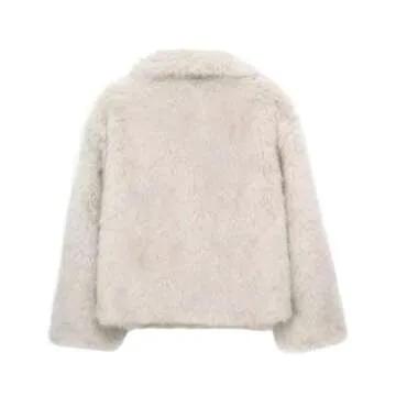 Arssm Womens Fluffy Coat Faux Fur Cardigan Jacket Long Sleeve Lapel Faux Fur Coat Outwear Warm Winter(Apricot-M)