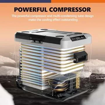 EKOJUCE 12V Portable Fridge with Wheels - 53 Quart Travel Cooler