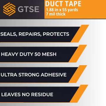GTSE Silver Duct Tape, 2 Inches x 55 Yards (164 ft), Heavy Duty, Waterproof Repair Tape for Indoor or Outdoor Use, 1 Roll