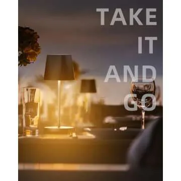 Quntis Cordless Table Lamp Set of 2, Rechargeable Battery Operated Lamp, Touch Control, Stepless Dimming Portable LED Desk Lamp for Restaurant, Patio, Outdoor, Coffee Shop - Carbon Black