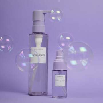 Glow Recipe Blueberry Bounce Gentle Face Cleanser & Makeup Remover (30 ml) + Niacinamide Dew Drops Facial Serum & Makeup Primer (15 ml) + Plum Plump Hyaluronic Acid Face Cream for Dry Skin (20 ml)