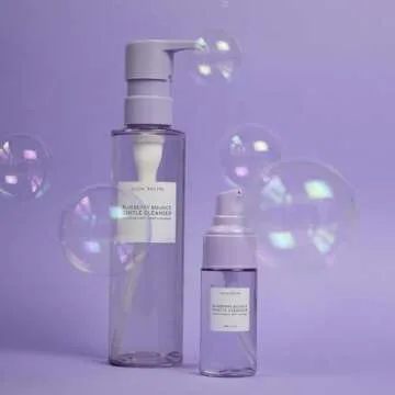 Glow Recipe Blueberry Bounce Gentle Face Cleanser & Makeup Remover (30 ml) + Niacinamide Dew Drops Facial Serum & Makeup Primer (15 ml) + Plum Plump Hyaluronic Acid Face Cream for Dry Skin (20 ml)