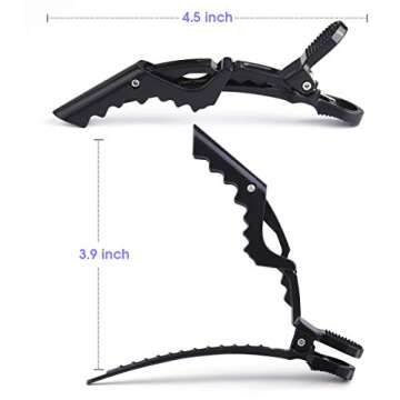 GLAMFIELDS 12 pcs Alligator Hair Clips for Styling Sectioning, Non-slip Grip Clips for Hair Cutting, Durable Women Professional Plastic Salon Hairclip with Wide Teeth & Double-Hinged Design Black