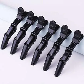 GLAMFIELDS 12 pcs Alligator Hair Clips for Styling Sectioning, Non-slip Grip Clips for Hair Cutting, Durable Women Professional Plastic Salon Hairclip with Wide Teeth & Double-Hinged Design Black