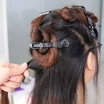 GLAMFIELDS 12 pcs Alligator Hair Clips for Styling Sectioning, Non-slip Grip Clips for Hair Cutting, Durable Women Professional Plastic Salon Hairclip with Wide Teeth & Double-Hinged Design Black