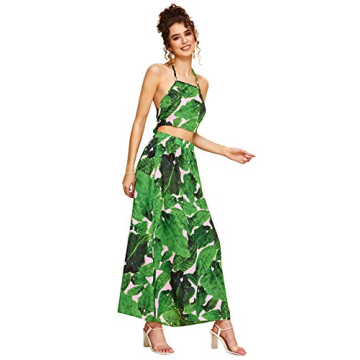 Floerns Women's Tropical Print Beach Skirt Set for Summer