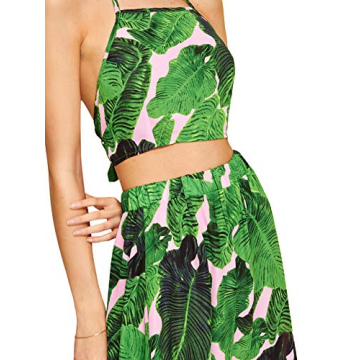Floerns Women's Tropical Print Beach Skirt Set for Summer
