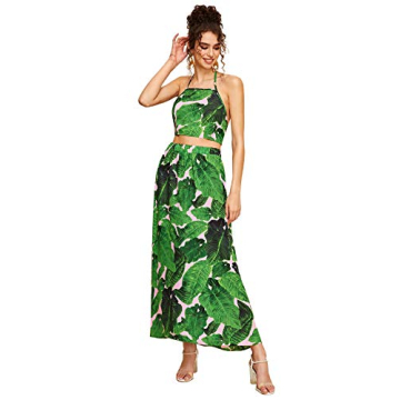 Floerns Women's Tropical Print Beach Skirt Set for Summer
