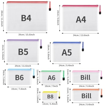 EOOUT 20pcs Mesh Zipper Pouch, Waterproof Zipper Bags, 8 Sizes Plastic Travel Pouch, 10 Colors, Multipurpose for Board Game, Travel Storage, School Supplies, Office Appliances, Home Organize