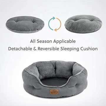 Bedsure Dog Beds for Small Dogs - Round Cat Beds for Indoor Cats, Washable Pet Bed for Puppy and Kitten with Slip-Resistant Bottom, 20 Inches, Grey