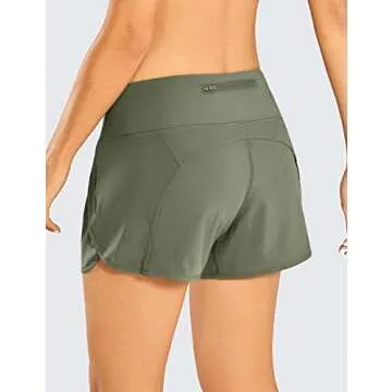 CRZ YOGA Womens Lightweight Gym Athletic Workout Shorts Liner 4" - Quick Dry Running Sport Spandex Shorts Mesh Zipper Pockets Grey Sage Small