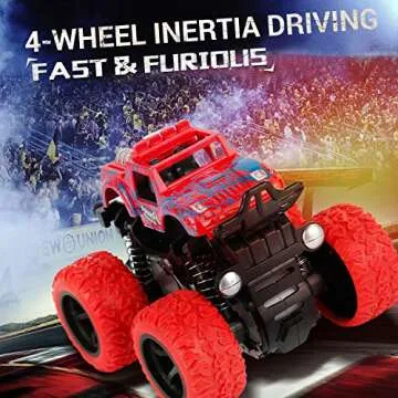 taessv Monster Truck Toys - Friction Powered Toy Cars Push and Go Vehicles for Kids Best Christmas B...