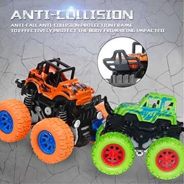 taessv Monster Truck Toys - Friction Powered Toy Cars Push and Go Vehicles for Kids Best Christmas Birthday Party Gift for Boys Girls Aged 3 and Above 4-Pack