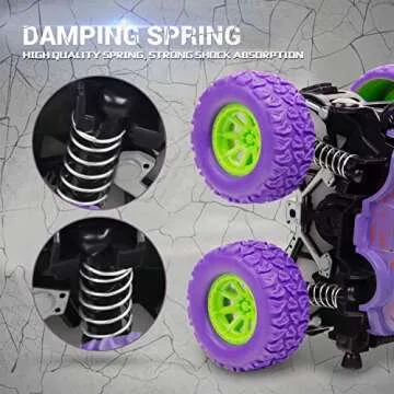 taessv Monster Truck Toys - Friction Powered Toy Cars Push and Go Vehicles for Kids Best Christmas Birthday Party Gift for Boys Girls Aged 3 and Above 4-Pack