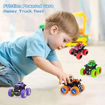taessv Monster Truck Toys - Friction Powered Toy Cars Push and Go Vehicles for Kids Best Christmas Birthday Party Gift for Boys Girls Aged 3 and Above 4-Pack