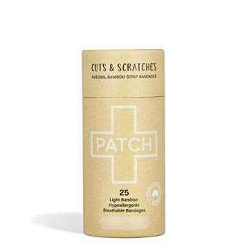 PATCH Natural Eco-Friendly Bamboo Adhesive Sensitive Skin Bandages, Hypoallergenic Bandages for Sens...