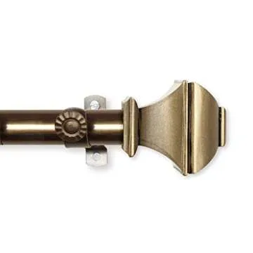 13/16" Moyat Bay Window Curtain rod 20-36", 38-72" - Antique Brass