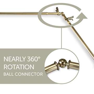 13/16" Moyat Bay Window Curtain rod 20-36", 38-72" - Antique Brass