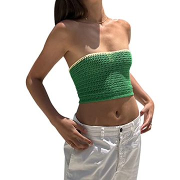 Meladyan Strappy Colorblock Crochet Crop Top - Stylish & Sexy