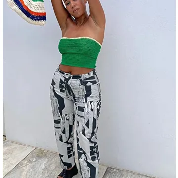 Meladyan Strappy Colorblock Crochet Crop Top - Stylish & Sexy